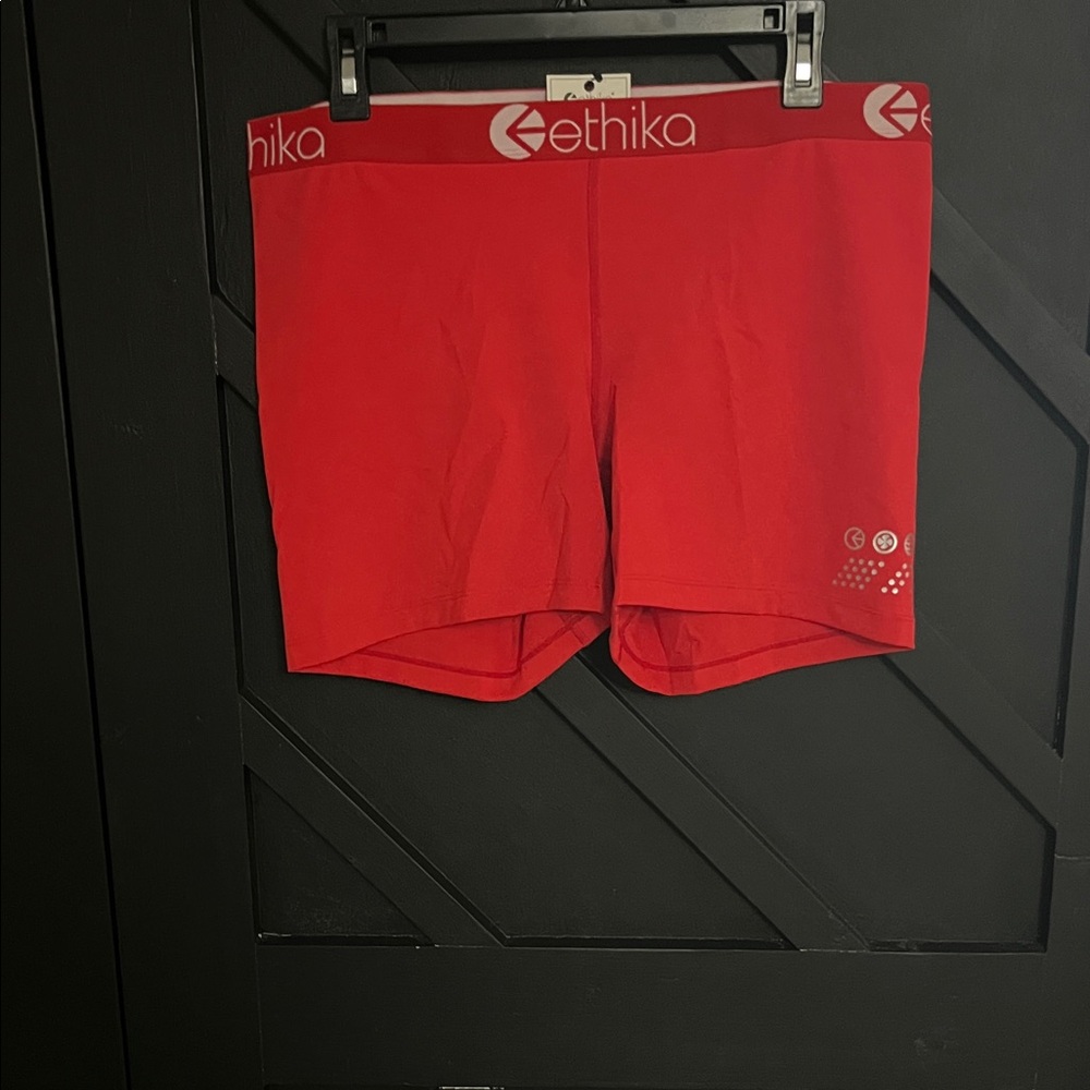 ethika Subzero Performance Red Women's Bike Shorts with Logo Waistband